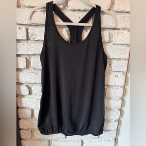 Tek Gear Black Racerback Tank Top with cinched bottom - size M